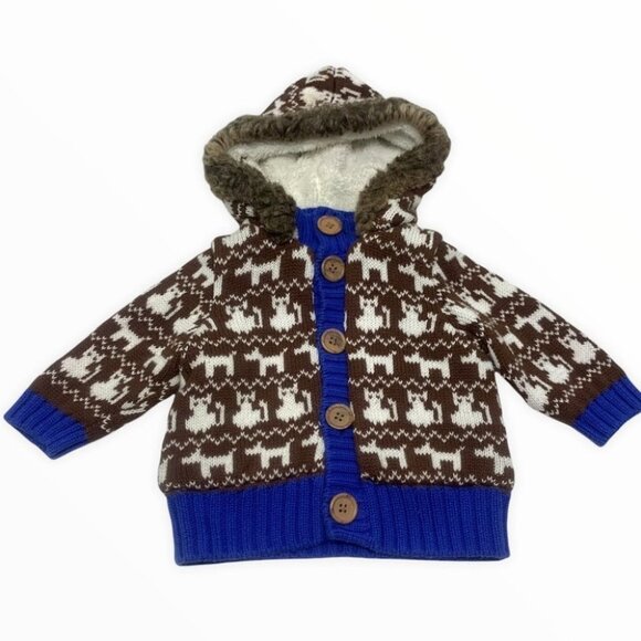 •, Hanna Andersson Cat Dog Knit Jacket Fur Hood Unisex - Picture 2 of 11